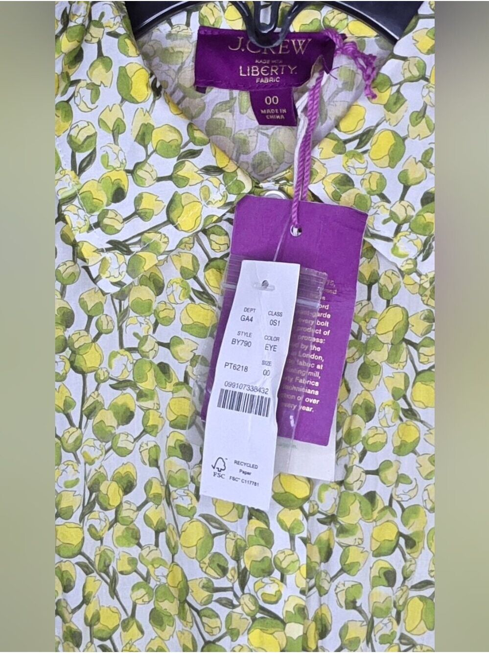NWT J.Crew x Liberty Fabrics Fitted Waist Midi Shirtdress Eliza's Yellow BY790 - Picture 11 of 15